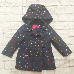London Fog Girls Lined Navy Hooded Rain Jacket